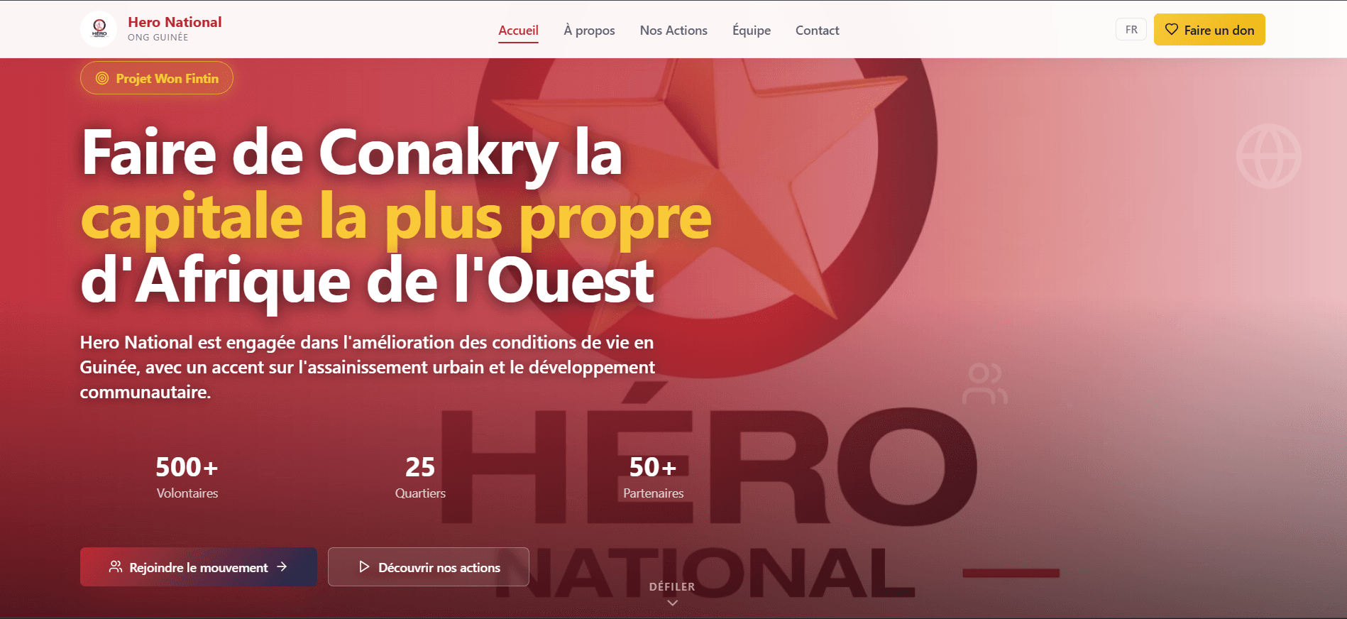 Site vitrine — Hero National ONG